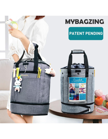 Organizador de Bolsa de Croché Expandible MYBAGZING - Gris