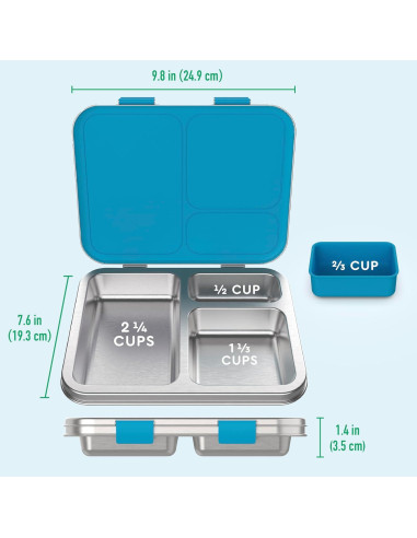 Caja de Almuerzo Acero Inoxidable Bentgo Kids Dinosaurio 3 Compartimentos
