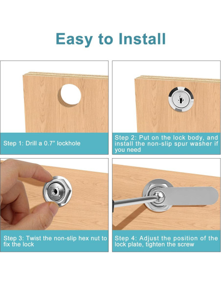 Cerraduras de Cam con Llave Igual Pertinel 1.5" 5 Pcs