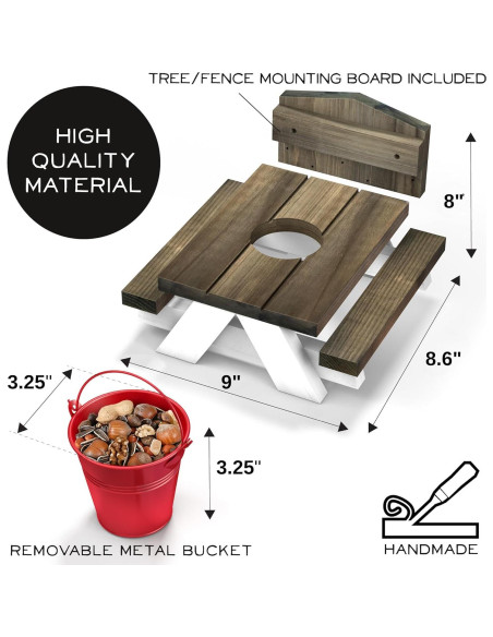 Mesa de Picnic para Ardillas Yoodie - Madera - Estilo Granja