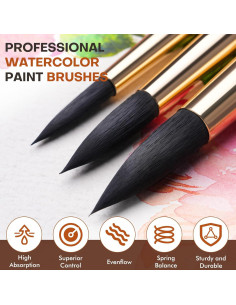 Set de 10 Pinceles de Acuarela Fuumuui - Sintético, Variados 2