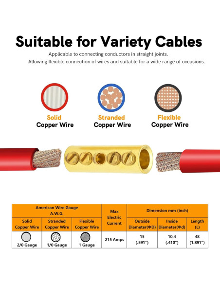 Conectores de Empalme Mecánico SVAAR 0 Gauge 6 PCS Cobre