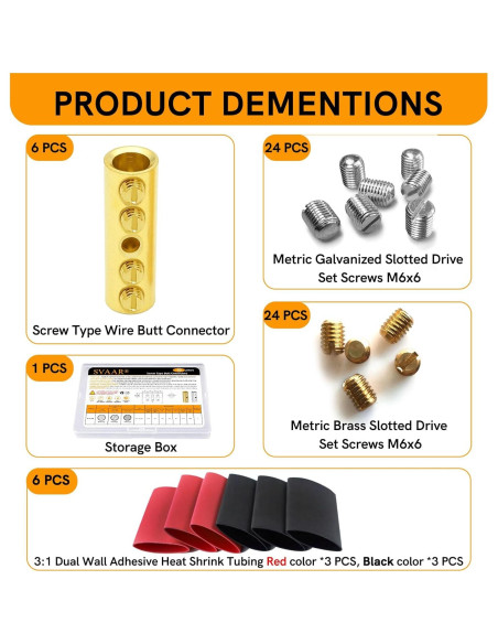 Conectores de Empalme Mecánico SVAAR 0 Gauge 6 PCS Cobre