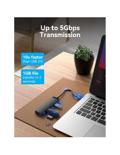 Hub USB 3.0 VENTION 4 Puertos Ultra Delgado 0.15M 2