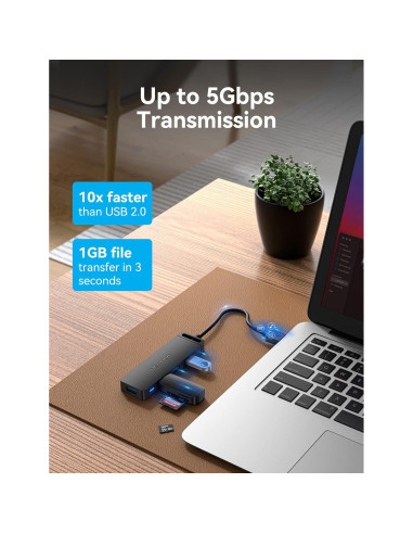 Hub USB 3.0 VENTION 4 Puertos Ultra Delgado 0.15M