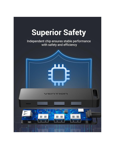 Hub USB 3.0 VENTION 4 Puertos Ultra Delgado 0.15M