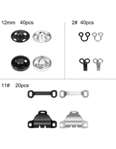 Broches para Ropa BeautyChen - 50 Pares, 3 Estilos, 2 Colores