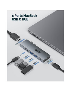Hub USB-C Acer 6 en 2 para MacBook Pro/Air M1 M2 M3 4K 2
