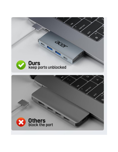 Hub USB-C Acer 6 en 2 para MacBook Pro/Air M1 M2 M3 4K