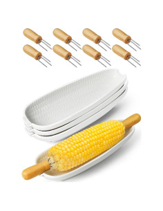 Juego de Platos de Cerámica Artcome con 8 Sujetadores de Madera