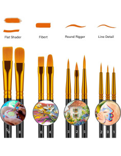 Juego de Pinceles Artstorys 10 Piezas para Pintura Acrílica 2
