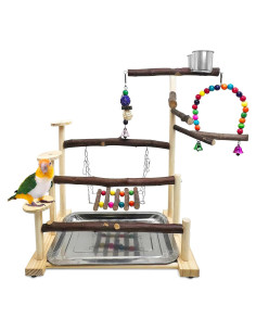 Parque de Aves de Madera Kathson con Juguetes y Tazas