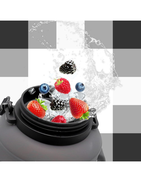 Botella de Agua Plegable LELExilan 64oz Silicona Negra Botella de Agua Plegable LELExilan 64oz Silicona Negra