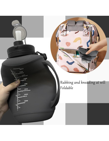 Botella de Agua Plegable LELExilan 64oz Silicona Negra