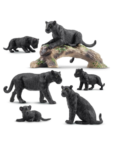 Figuras de Animales Pantera Negra TOYMANY 7 Piezas Realistas