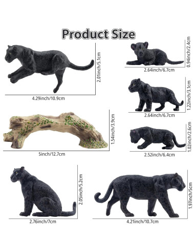 Figuras de Animales Pantera Negra TOYMANY 7 Piezas Realistas