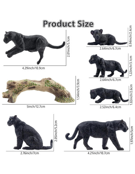 Figuras de Animales Pantera Negra TOYMANY 7 Piezas Realistas