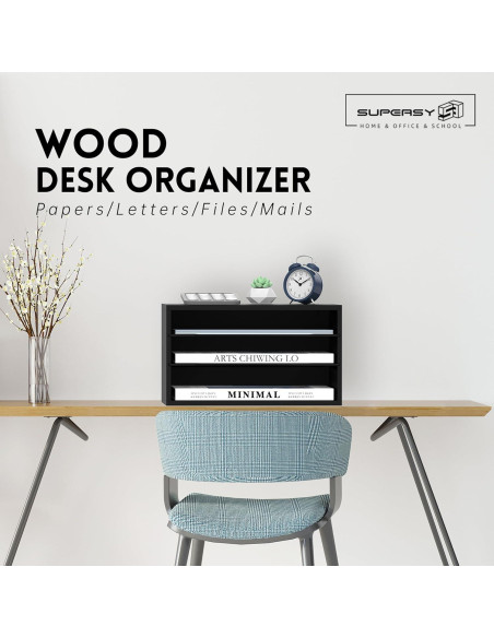 Organizador de Escritorio SUPEASY de Madera 3 Niveles Negro Organizador de Escritorio SUPEASY de Madera 3 Niveles Negro