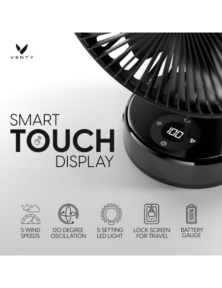 Ventilador Portátil Clip Venty Negro - Recargable 10 Horas Ventilador Portátil Clip Venty Negro - Recargable 10 Horas