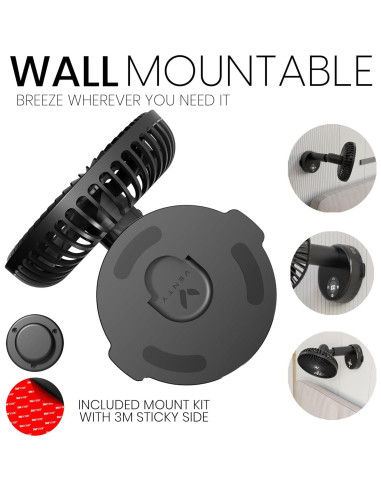 Ventilador Portátil Clip Venty Negro - Recargable 10 Horas
