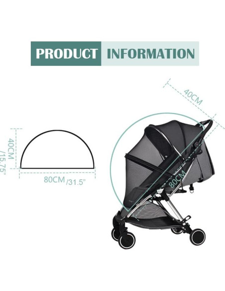 Cubierta de Red para Mosquitos Moisés Bebé Universal Negra