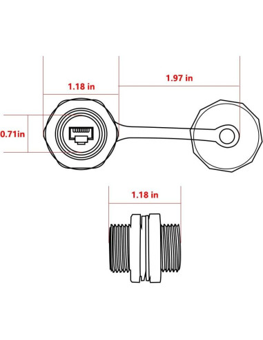 Conector RJ45 Ethernet CAT6 Blindado UMLIFE 2PCS IP67