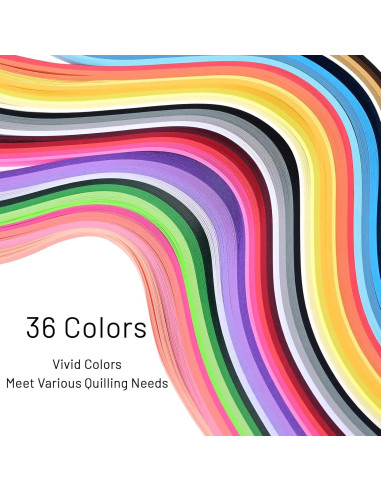 Juego de Tiras de Papel Quilling YURROAD 36 Colores 900 Tiras 3mm
