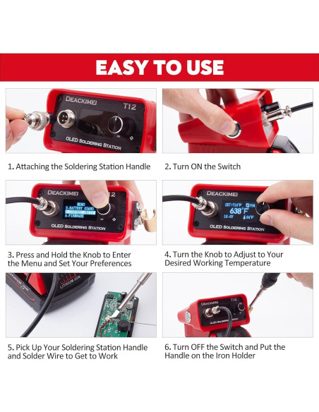 Estación de Soldadura Inalámbrica Deackimei 18V, 3 Puntas, Control de Calor
