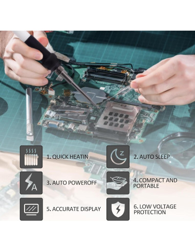 Estación de Soldadura Inalámbrica Deackimei 18V, 3 Puntas, Control de Calor