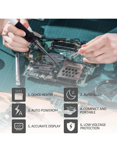 Estación de Soldadura Inalámbrica Deackimei 18V, 3 Puntas, Control de Calor
