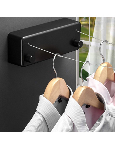 Línea de Ropa Retráctil Bakala 4.2m Ajustable Negro