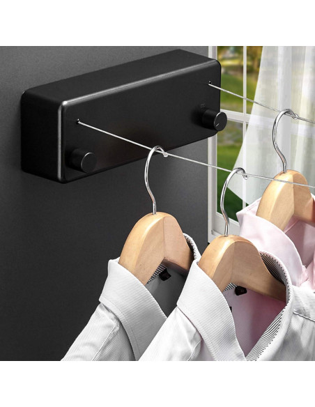 Línea de Ropa Retráctil Bakala 4.2m Ajustable Negro