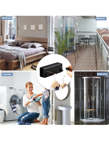 Línea de Ropa Retráctil Bakala 4.2m Ajustable Negro