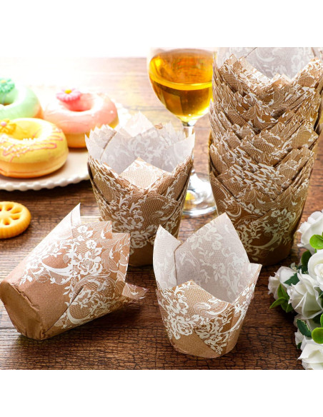 200 Forros de Cupcake Tulipán Nuenen - Papel Resistente a Grasas