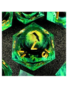 Juego de Dados de Resina HAOMEJA DND 7 PCS Ojo Verde