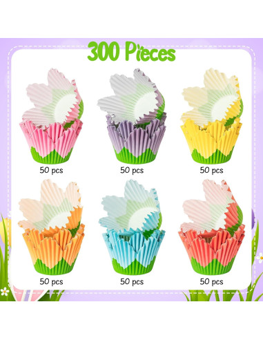 Forros para Cupcake COcnny - 300 Piezas en 6 Estilos Florales