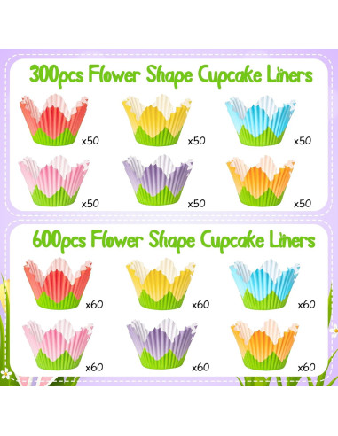 Forros para Cupcake COcnny - 300 Piezas en 6 Estilos Florales