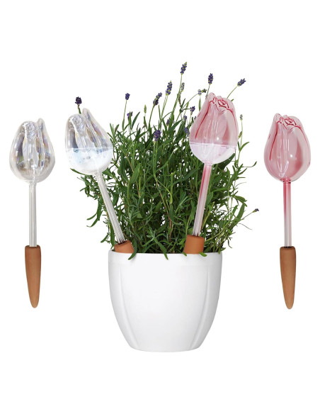 4 Esferas de Vidrio Autorriego XYElite para Plantas - Rosa