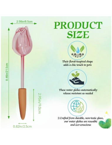 4 Esferas de Vidrio Autorriego XYElite para Plantas - Rosa