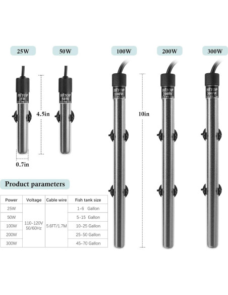 Calentador de Acuario HITOP 25W Mini con Controlador Digital