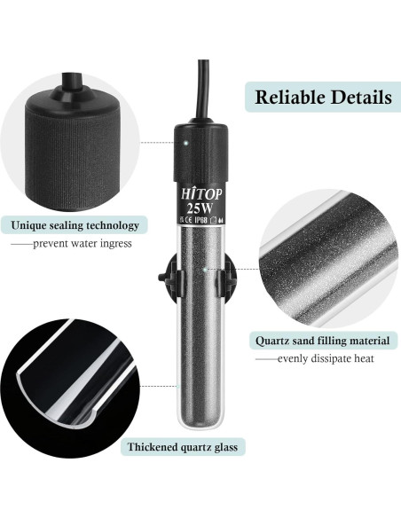 Calentador de Acuario HITOP 25W Mini con Controlador Digital