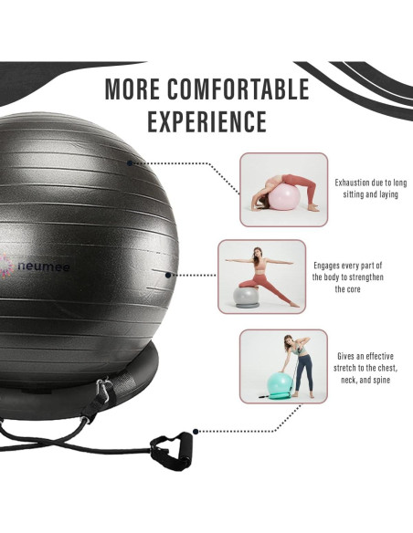 Silla de Pelota de Ejercicio NEUMEE 65 cm con Bandas de Resistencia