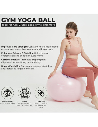 Silla de Pelota de Ejercicio NEUMEE 65 cm con Bandas de Resistencia