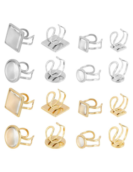 DICOSMETIC 8 Anillos en Blanco Ajustables Acero Inoxidable 10-18mm