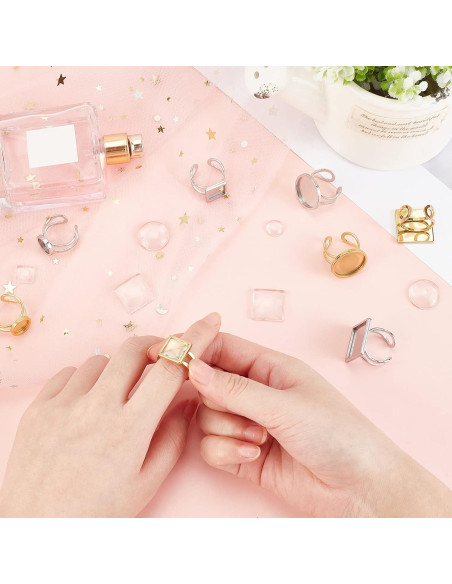 DICOSMETIC 8 Anillos en Blanco Ajustables Acero Inoxidable 10-18mm