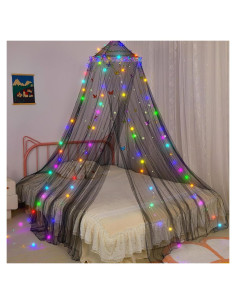 Dosel de Cama para Niñas FIOBEE con Luces LED y Mosquitera