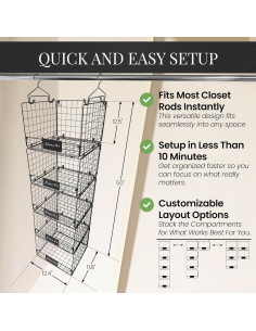 Organizador Colgante DECOLURE 5 Niveles Ajustable Negro 2