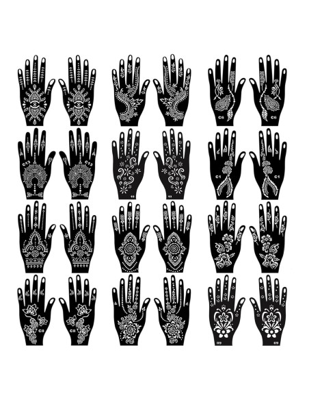 Kit de Plantillas de Tatuaje de Henna RoseNacht - 24 Hojas Temporales Kit de Plantillas de Tatuaje de Henna RoseNacht - 24 Hojas Temporales
