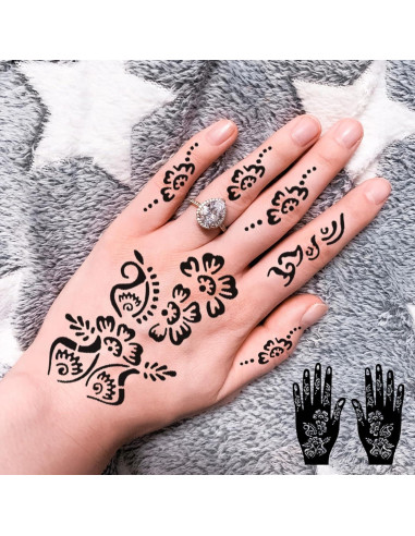 Kit de Plantillas de Tatuaje de Henna RoseNacht - 24 Hojas Temporales