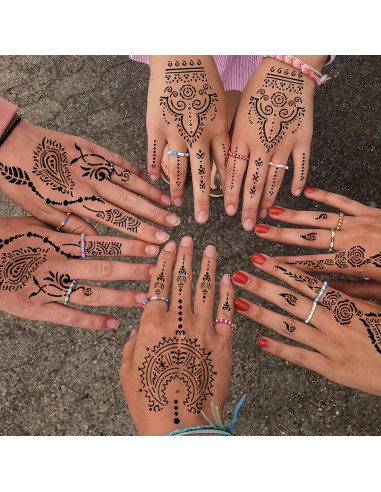 Kit de Plantillas de Tatuaje de Henna RoseNacht - 24 Hojas Temporales